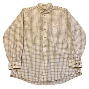 LL Bean Shirt Mens Large Traditional Wrinkle Resistant Button Down White Check